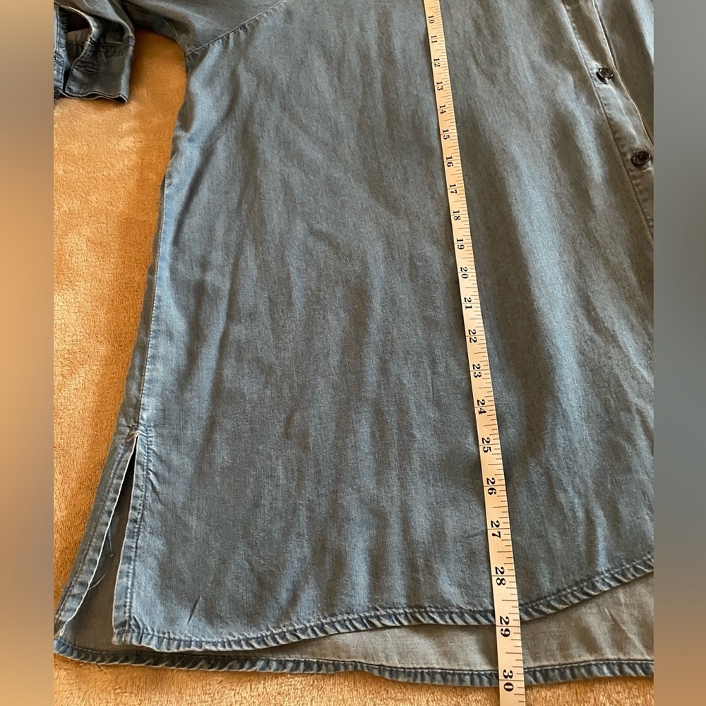 Soft Denim Relaxed Button Down Shirt – Cutout Shoulder, 3X - Picture 9 of 9
